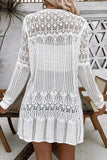 Openwork Open Front Long Sleeve Cardigan - Trendsi - Flyclothing LLC