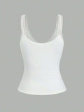 Lace Detail V-Neck Wide Strap Tank - Trendsi - Flyclothing LLC