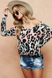 BiBi Gradation Leopard Print Soft Knit Deep U Neck Top - Trendsi - Flyclothing LLC