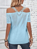Full Size Lace Detail Short Sleeve T-Shirt - Trendsi - Flyclothing LLC
