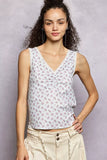 POL Ruched Floral V-Neck Tank with Lace Detail - Trendsi - Flyclothing LLC