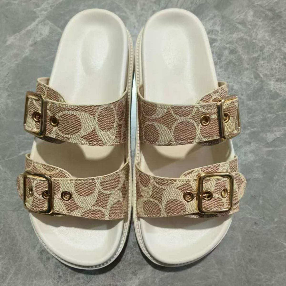 Open Toe Double Buckle Sandals - Trendsi - Flyclothing LLC