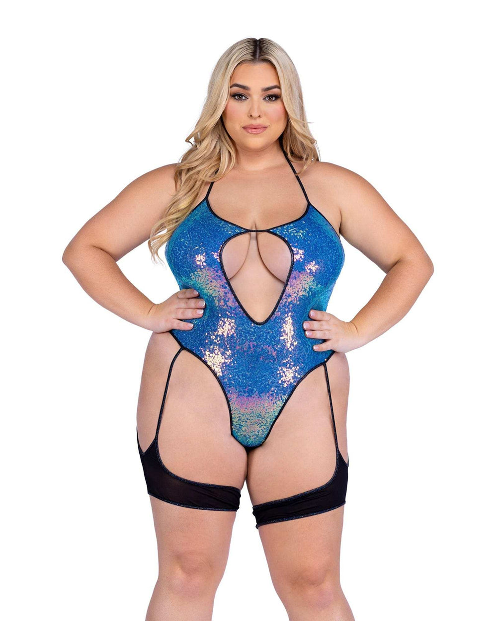 Roma Costume 6428 Sequin Keyhole Romper - Roma Costume - Flyclothing LLC