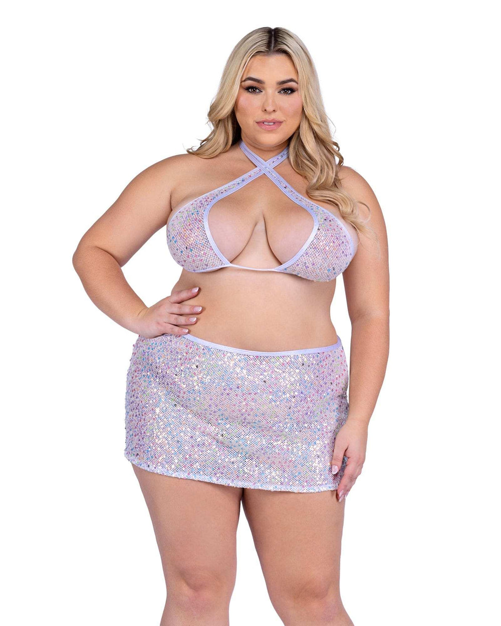 Roma Costume 6433 Sequin Fishnet Criss-Cross Top - Roma Costume - Flyclothing LLC