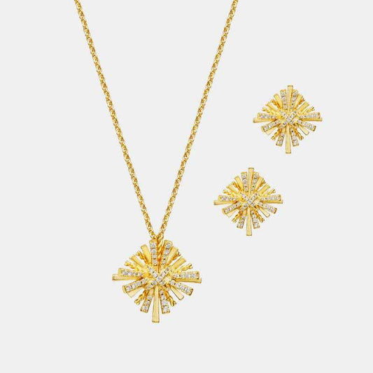 Starburst Gold-Plated Earrings and Necklace Set - Trendsi - Flyclothing LLC