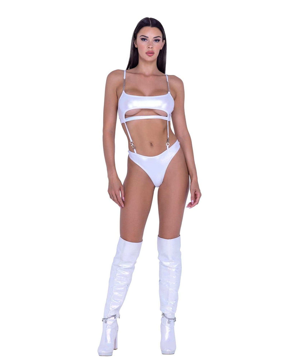 Roma Costume 6442 Metallic Iridescent Underboob Romper - Roma Costume - Flyclothing LLC