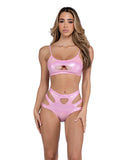 Roma Costume 6448 Metallic Iridescent Keyhole Cropped Top - Roma Costume - Flyclothing LLC