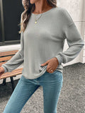 Round Neck Dropped Shoulder Long Sleeve T-Shirt - Trendsi - Flyclothing LLC