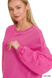 Zenana Full Size French Terry Pigment Dye & Enzyme Washing Pullover Plus Size - Trendsi - Flyclothing LLC
