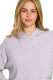 Zenana Drop Shoulder Ribbed Crop Hoodie - Trendsi - Flyclothing LLC
