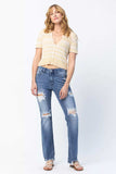 Judy Blue Full Size Mid Rise Destroy Straight Jeans Plus Size - Trendsi - Flyclothing LLC