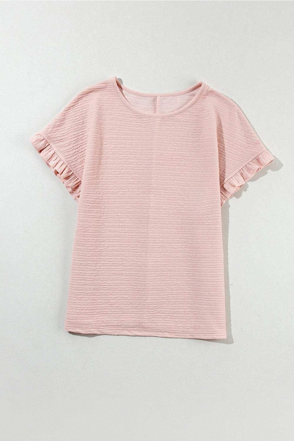 Round Neck Frill Short Sleeve T-Shirt - Trendsi - Flyclothing LLC