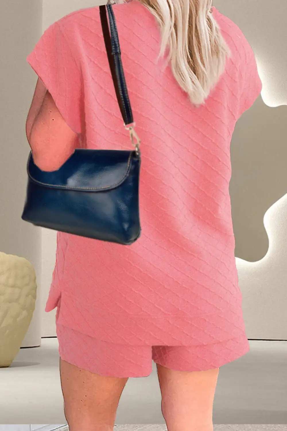 Round Neck Short Sleeve Top and Drawstring Shorts Set - Trendsi - Flyclothing LLC