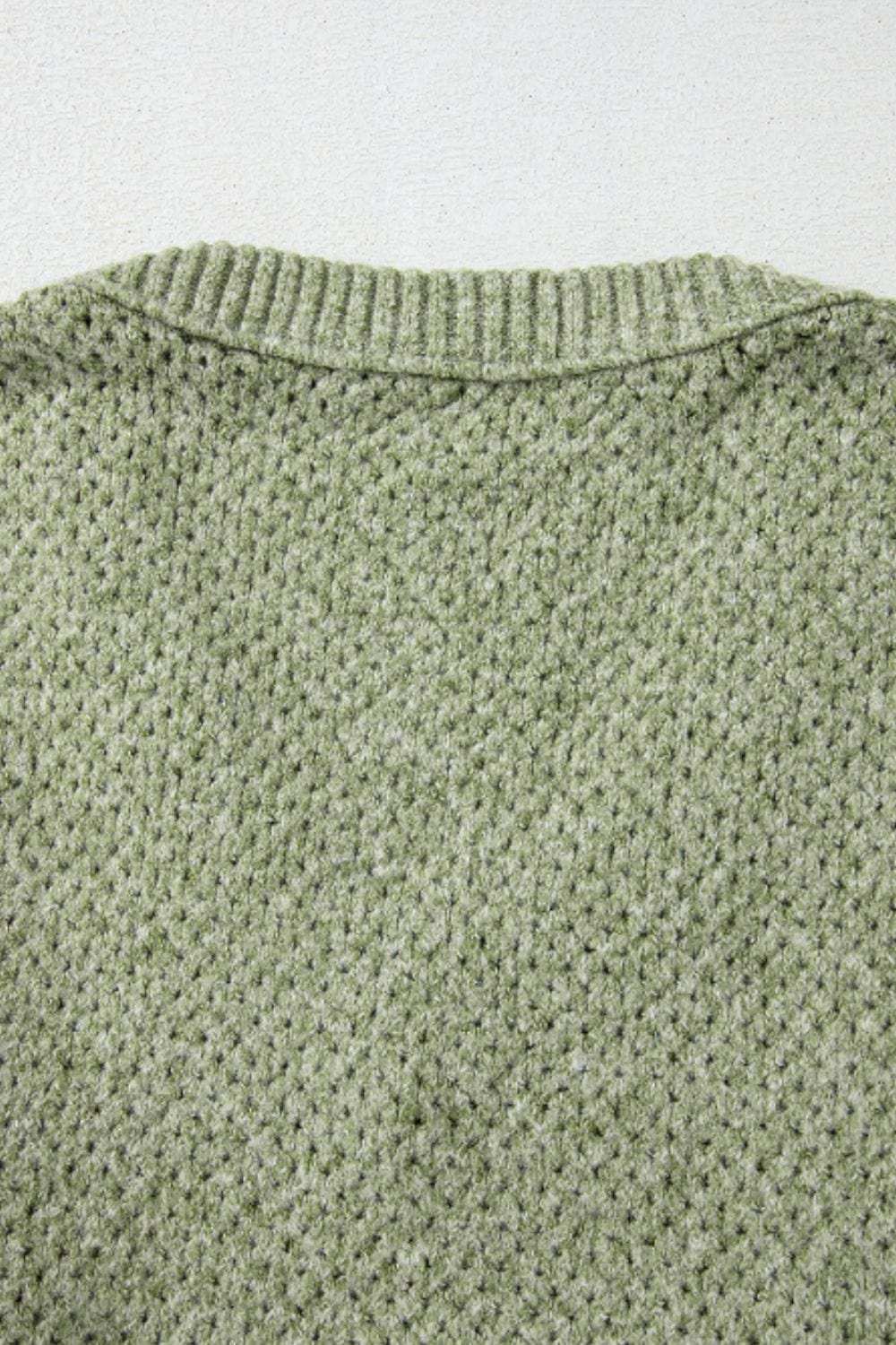 V-Neck Dropped Shoulder Long Sleeve Sweater - Trendsi - Flyclothing LLC