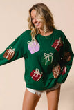 BiBi Sequin Christmas Gift Box Embroideries Pullover - Trendsi - Flyclothing LLC