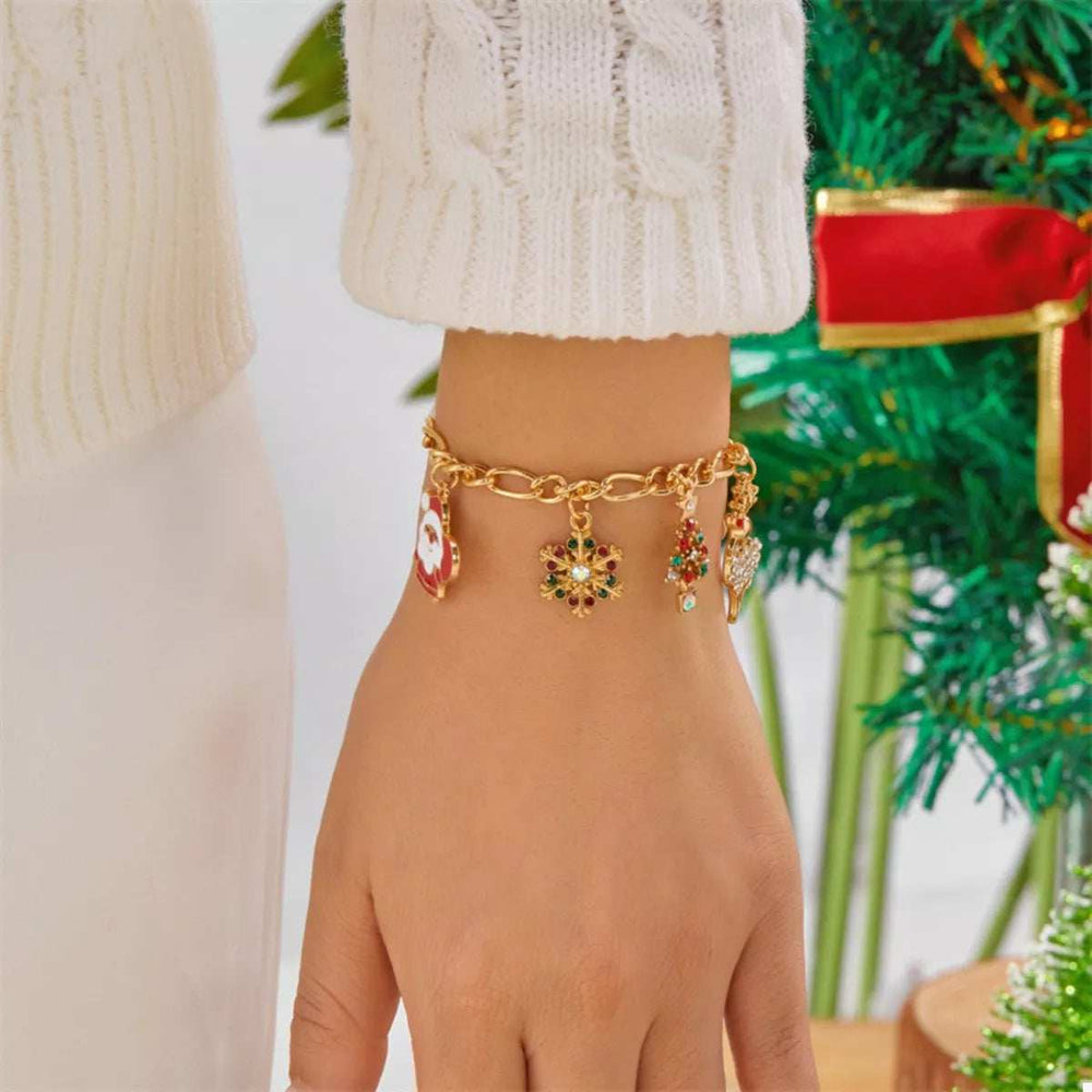 Christmas 18K Gold-Plated Charm Bracelet - Trendsi - Flyclothing LLC