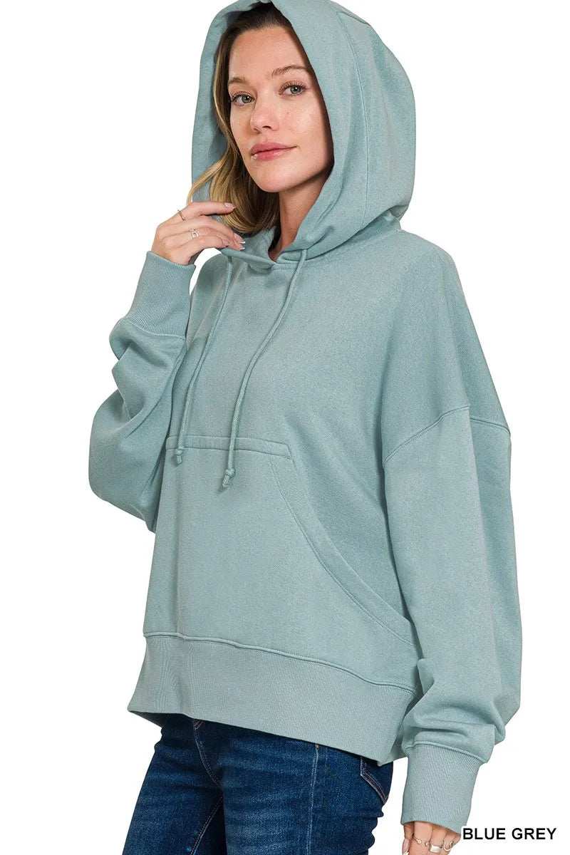 Zenana Oversized Fleece Kangaroo Pocket Hoodie - Trendsi - Flyclothing LLC
