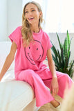First Love Smile Face Drop Shoulder Brushed Inside T-Shirt - Trendsi - Flyclothing LLC