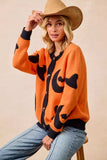 BiBi Halloween Witch Hat Moon Bat Artwork Cardigan - Trendsi - Flyclothing LLC