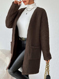 Open Front Long Sleeve Winter Coat - Trendsi - Flyclothing LLC