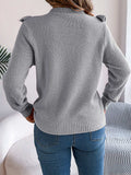 Ruffled Round Neck Long Sleeve Sweater - Trendsi - Flyclothing LLC