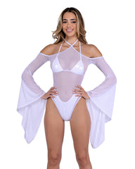 Roma Costume 6497 Sheer Mesh Romper with Bell Sleeves