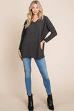 BOMBOM Checkered Long Sleeve V-Neck T-Shirt - Trendsi - Flyclothing LLC