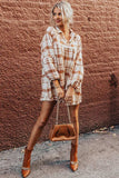 Plaid Collared Neck Long Sleeve Mini Shirt Dress - Trendsi - Flyclothing LLC