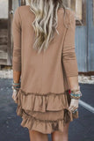 Ruffled Scoop Neck Three-Quarter Sleeve Mini Dress - Trendsi - Flyclothing LLC