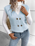 Full Size Button Up V-Neck Sweater Vest - Trendsi - Flyclothing LLC