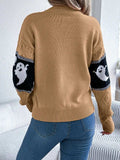 Ghost Round Neck Long Sleeve Sweater - Trendsi - Flyclothing LLC