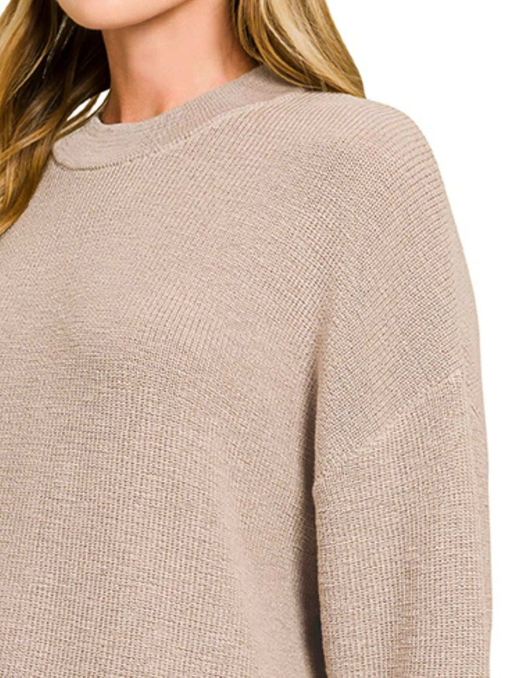 Zenana Round Neck Knit Top and Shorts Sweater Set - Trendsi - Flyclothing LLC