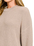 Zenana Round Neck Knit Top and Shorts Sweater Set - Trendsi - Flyclothing LLC