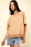 VERY J Round Neck Exposed Seam Slit T-Shirt - Trendsi - Flyclothing LLC