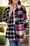 Pocketed Plaid Collared Neck Long Sleeve Shacket - Trendsi - Flyclothing LLC