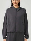 Zip Up Dropped Shouder Active Hooded - Trendsi - Flyclothing LLC