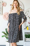 Heimish Full Size Short Sleeve Off Shoulder Animal Mini Dress Plus Size - Trendsi - Flyclothing LLC