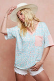 BiBi Multi Color Leopard Printed French Terry T-Shirt - Trendsi - Flyclothing LLC