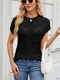 Round Neck Short Sleeve Knit Top - Trendsi - Flyclothing LLC