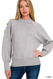 Zenana Viscose Mock Neck Exposed Seam Sweater - Trendsi - Flyclothing LLC