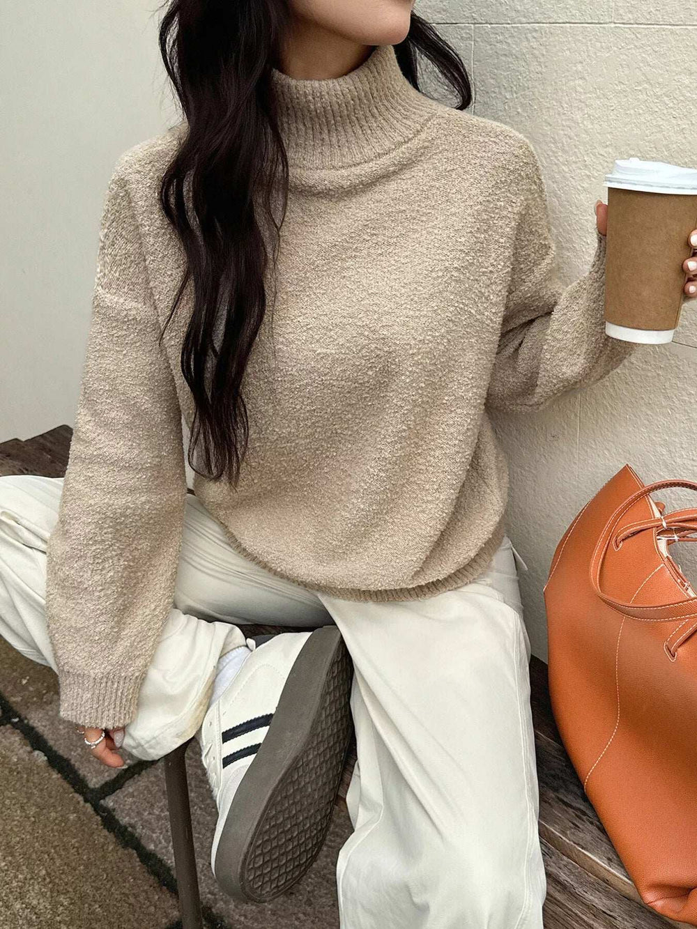 Turtleneck Long Sleeve Sweater - Trendsi - Flyclothing LLC