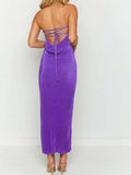Lace-Up Back Tube Maxi Dress - Trendsi - Flyclothing LLC