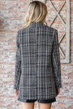 First Love Full Size Lurex Mixed Tweed One Button Blazer - Trendsi - Flyclothing LLC