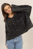HYFVE Cable Knit V-Neck Dropped Shoulder Oversized Sweater - Trendsi - Flyclothing LLC