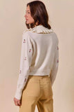 SO ME Collared Floral Embroidered Button Down Sweater Cardigan - Trendsi - Flyclothing LLC