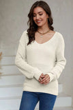 V-Neck Drop Shoulder Sweater - Trendsi - Flyclothing LLC