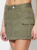 Pocketed Mini Denim Skirt - Trendsi - Flyclothing LLC