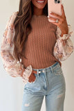 Cable Knit Round Neck Flounce Sleeve Sweater - Trendsi - Flyclothing LLC