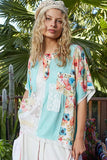 POL Lace Round Neck Short Sleeve Floral Pattern Top with Patch Detail - Trendsi - Flyclothing LLC