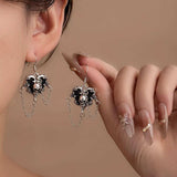 Halloween Alloy Heart Skull Earrings with Chain Detail - Trendsi - Flyclothing LLC